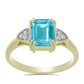 Inel din Argint 925 Placat cu Aur ( 2.55 grame ) cu Cuarț Paraiba și Topaz Alb 2.04 Carate