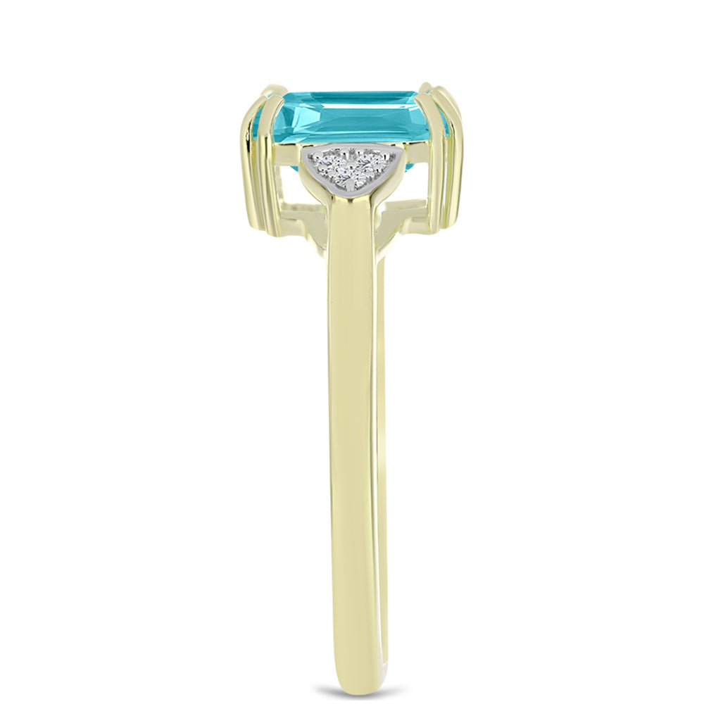 Inel din Argint 925 Placat cu Aur ( 2.55 grame ) cu Cuarț Paraiba și Topaz Alb 2.04 Carate 4 