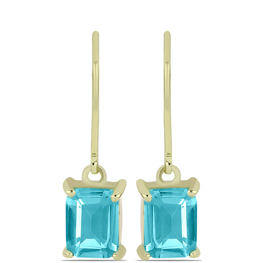 Cercei din Argint 925 Placat cu Aur ( 2.15 grame ) cu Cuarț Paraiba 2.68 Carate 3 