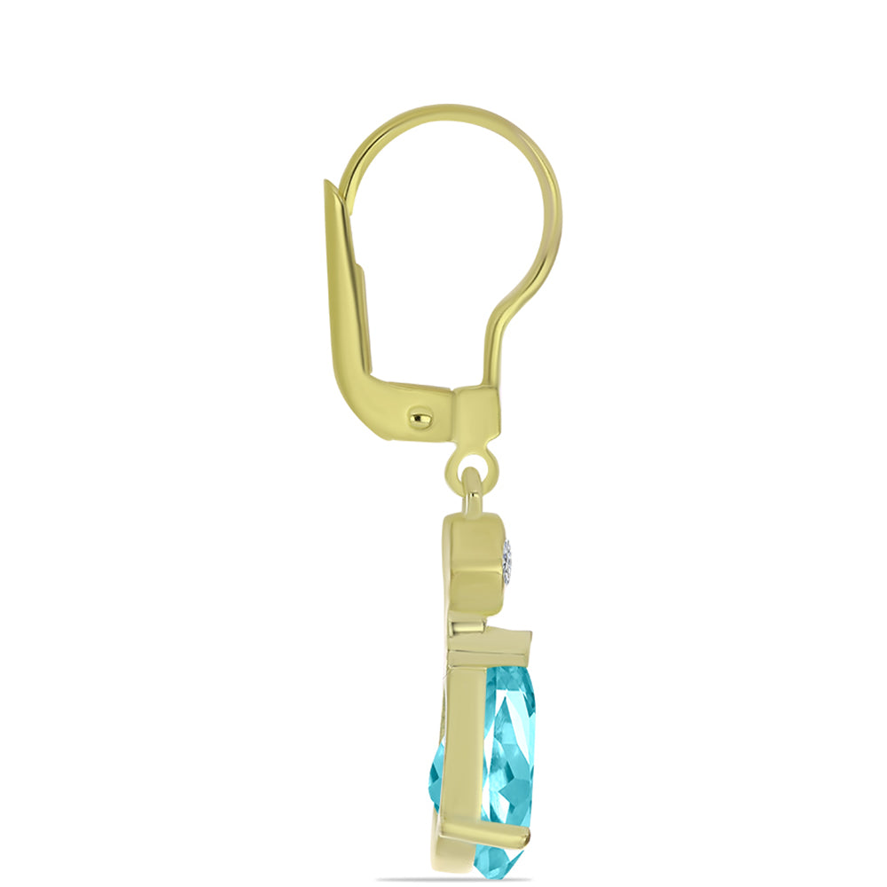 Cercei din Argint 925 Placat cu Aur ( 2.58 grame ) cu Cuarț Paraiba și Topaz Alb 3.9 Carate 4 