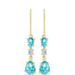 Cercei din Argint 925 Placat cu Aur ( 2.63 grame ) cu Cuarț Paraiba și Topaz Alb 2.99 Carate