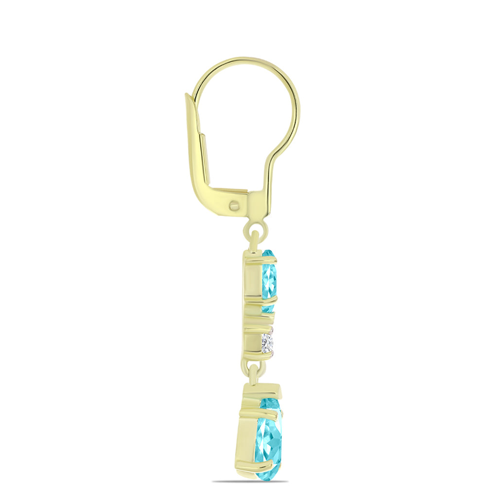 Cercei din Argint 925 Placat cu Aur ( 2.63 grame ) cu Cuarț Paraiba și Topaz Alb 2.99 Carate 4 