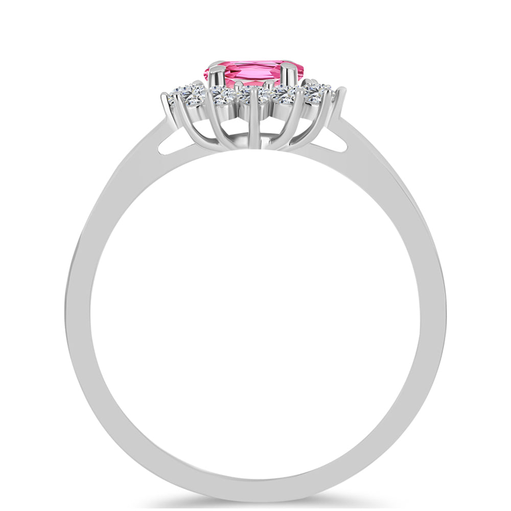 Inel din Argint 925 ( 2.46 grame ) cu Turmalină Roz Pelmadulla și Topaz Alb 0.52 Carate 2 