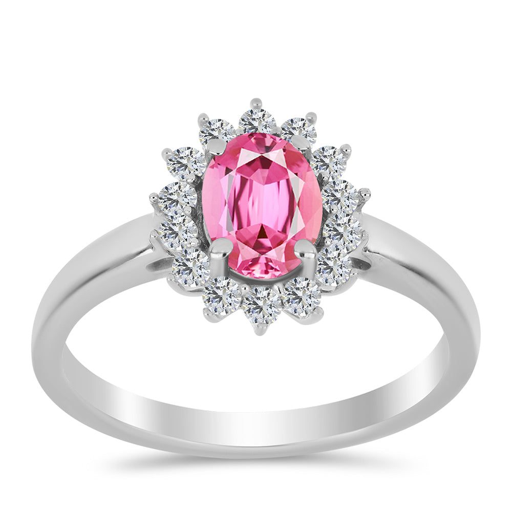 Inel din Argint 925 ( 2.46 grame ) cu Turmalină Roz Pelmadulla și Topaz Alb 0.52 Carate 3 