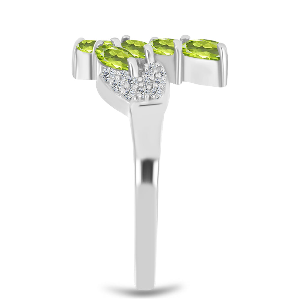 Inel din Argint 925 ( 2.39 grame ) cu Peridot Changbai și Topaz Alb 1.03 Carate 4 