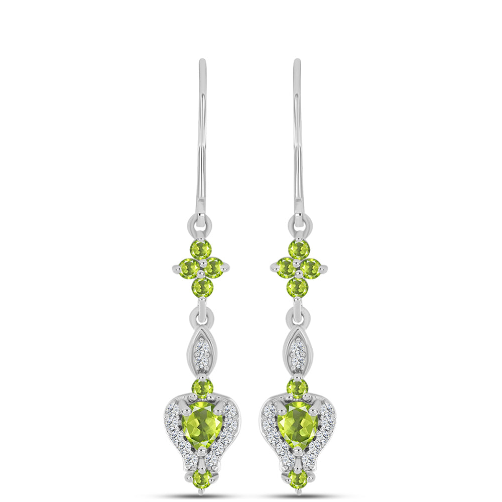 Cercei din Argint 925 ( 3.21 grame ) cu Peridot Changbai și Topaz Alb 1.29 Carate 3 