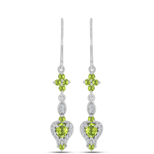 Cercei din Argint 925 ( 3.21 grame ) cu Peridot Changbai și Topaz Alb 1.29 Carate