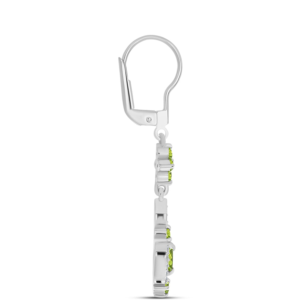 Cercei din Argint 925 ( 3.21 grame ) cu Peridot Changbai și Topaz Alb 1.29 Carate