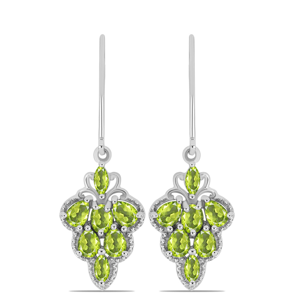 Cercei din Argint 925 ( 3.72 grame ) cu Peridot Changbai 2.01 Carate 3 