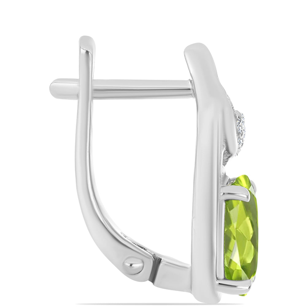 Cercei din Argint 925 ( 3.55 grame ) cu Peridot Changbai și Topaz Alb 2.7 Carate
