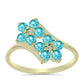 Inel din Argint 925 Placat cu Aur ( 2.35 grame ) cu Cuarț Paraiba și Topaz Alb 1.36 Carate
