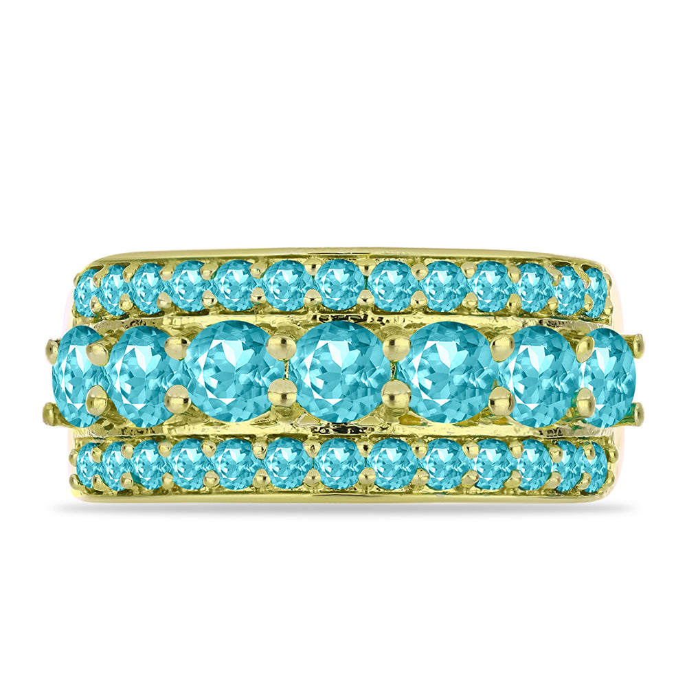 Inel din Argint 925 Placat cu Aur ( 5.46 grame ) cu Cuarț Paraiba 2.5 Carate