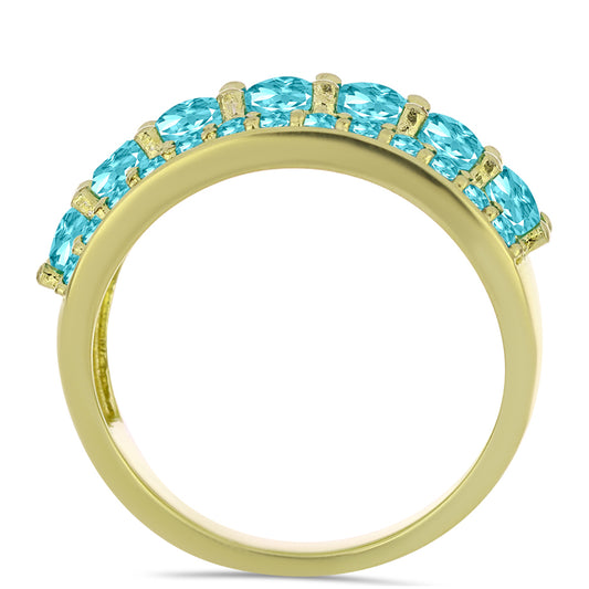 Inel din Argint 925 Placat cu Aur ( 5.46 grame ) cu Cuarț Paraiba 2.5 Carate