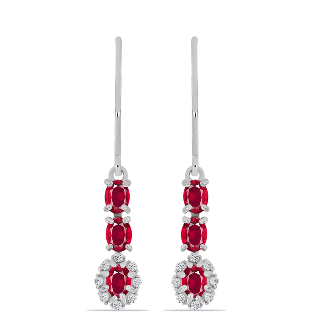 Cercei din Argint 925 ( 1.73 grame ) cu Rubin Malagasy și Topaz Alb 1.75 Carate