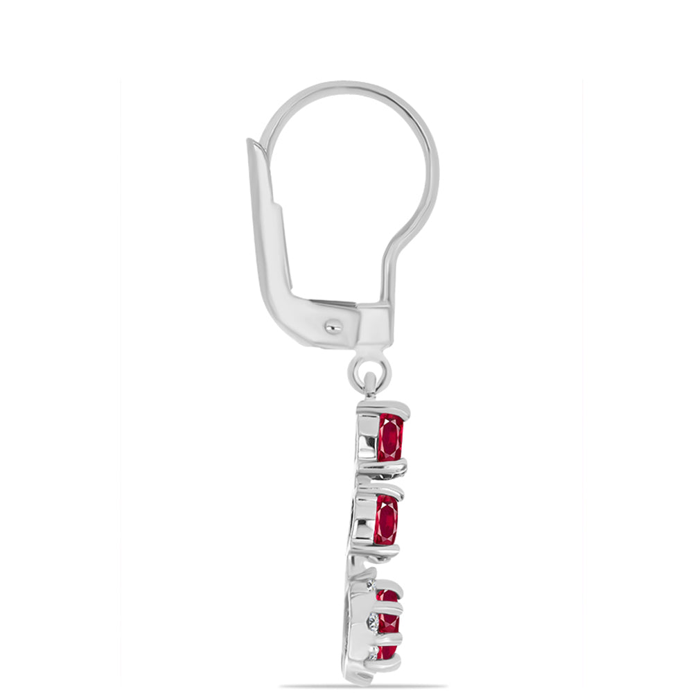 Cercei din Argint 925 ( 1.73 grame ) cu Rubin Malagasy și Topaz Alb 1.75 Carate 2 