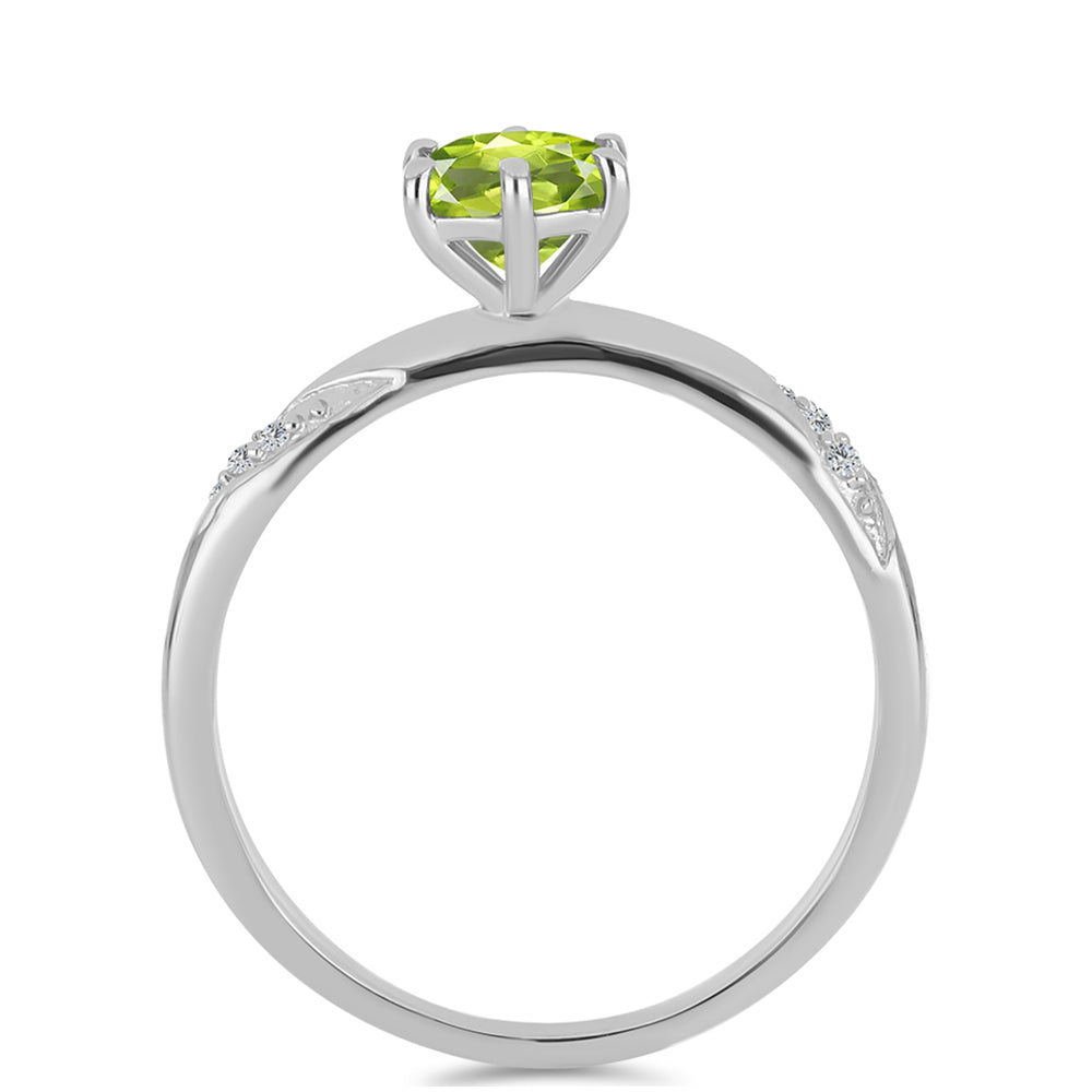 Inel din Argint 925 ( 2.07 grame ) cu Peridot Changbai și Topaz Alb 0.96 Carate 2 