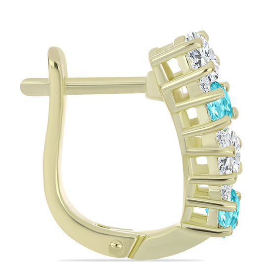 Cercei din Argint 925 Placat cu Aur ( 4.61 grame ) cu Cuarț Paraiba și Topaz Alb 2.29 Carate