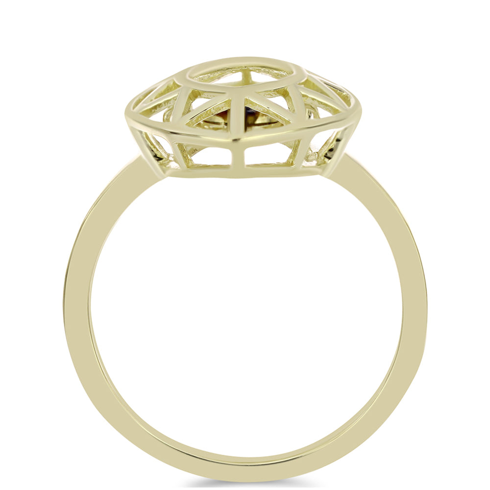 Inel din Argint 925 Placat cu Aur ( 2.4 grame ) cu Diamant Albastru Dansator 0.01 Carate