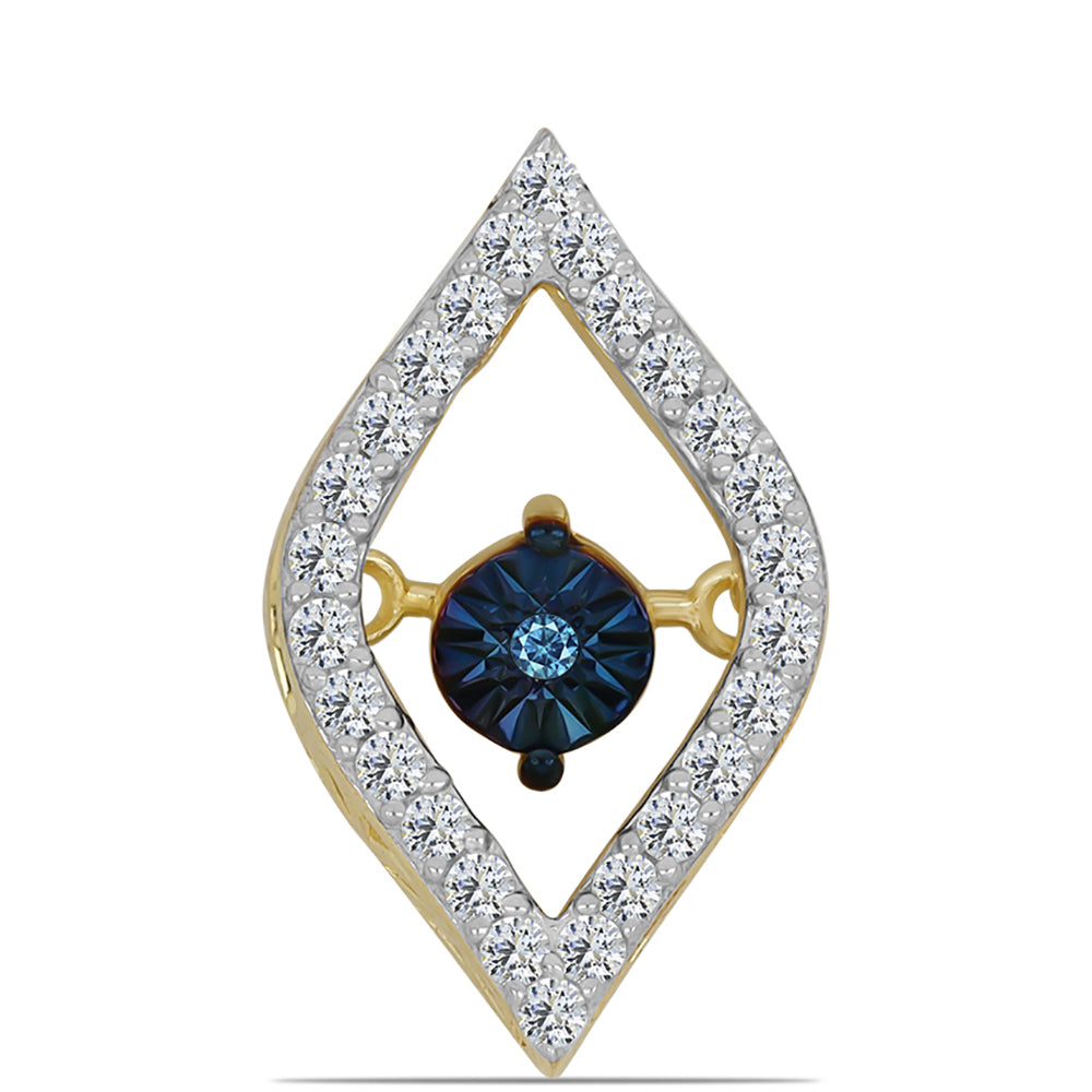 Pandantiv din Argint 925 Placat cu Aur ( 0.96 grame ) cu Diamant Albastru Dansator și Topaz Alb 0.24 Carate 1 