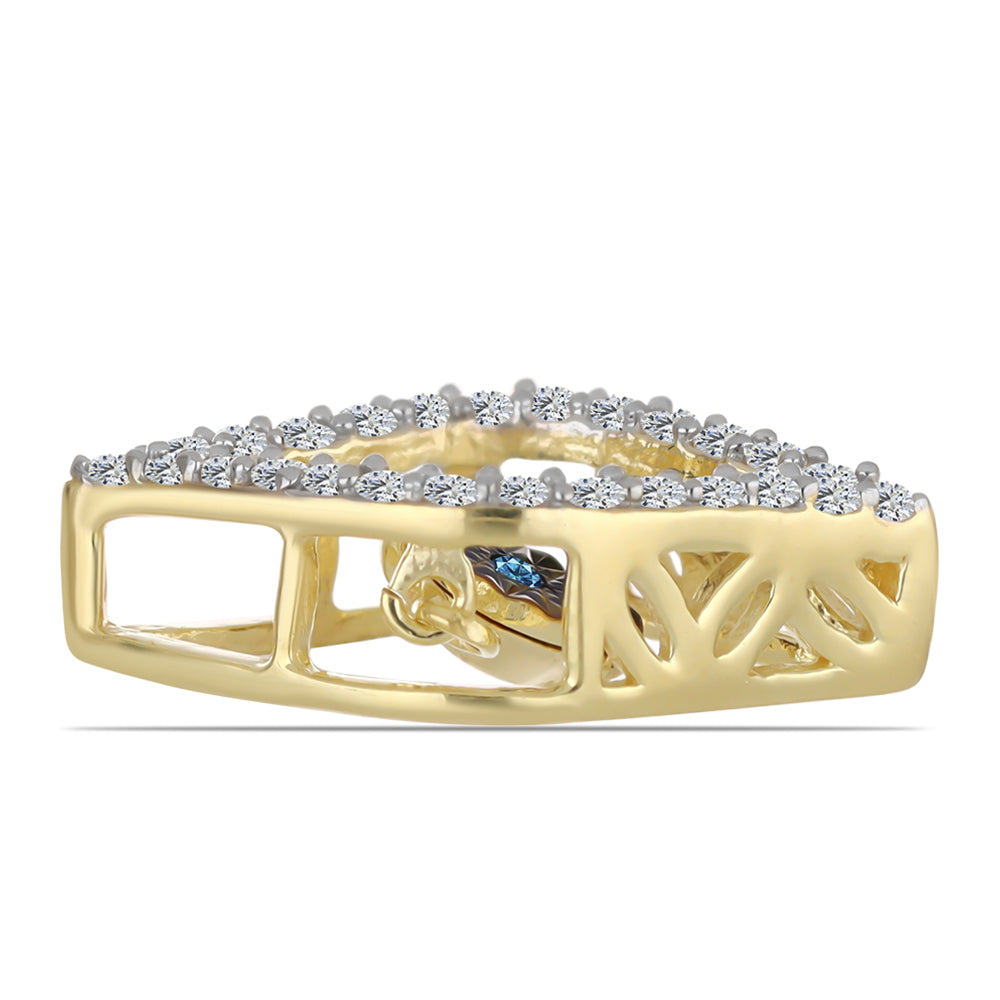 Pandantiv din Argint 925 Placat cu Aur ( 0.96 grame ) cu Diamant Albastru Dansator și Topaz Alb 0.24 Carate 2 