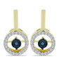 Cercei din Argint 925 Placat cu Aur ( 3.74 grame ) cu Diamant Albastru Dansator și Topaz Alb 0.38 Carate