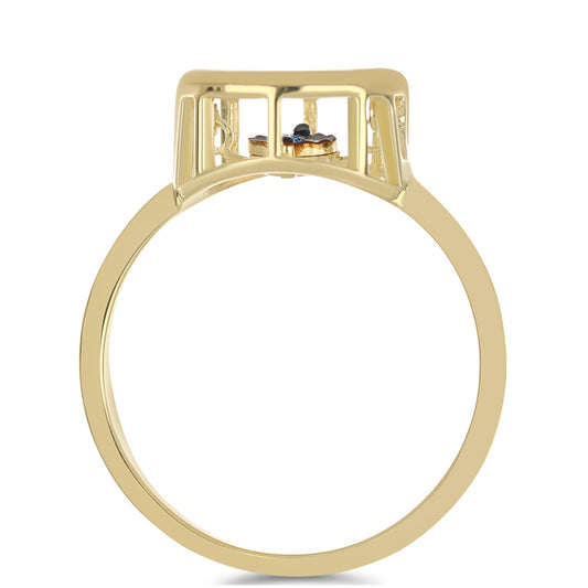 Inel din Argint 925 Placat cu Aur ( 2.34 grame ) cu Diamant Albastru Dansator 0.01 Carate