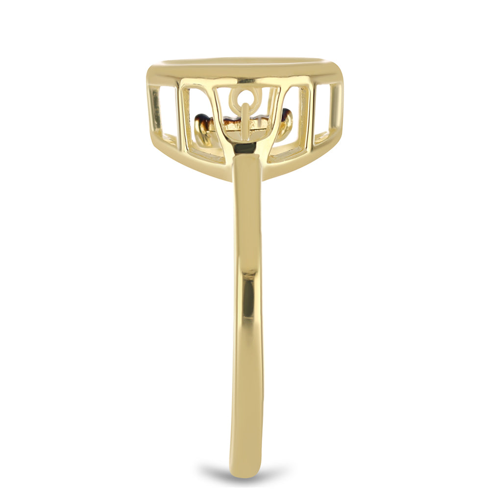 Inel din Argint 925 Placat cu Aur ( 2.34 grame ) cu Diamant Albastru Dansator 0.01 Carate