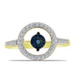 Inel din Argint 925 Placat cu Aur ( 2.99 grame ) cu Diamant Albastru Dansator și Topaz Alb 0.31 Carate