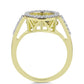 Inel din Argint 925 Placat cu Aur ( 2.99 grame ) cu Diamant Albastru Dansator și Topaz Alb 0.31 Carate
