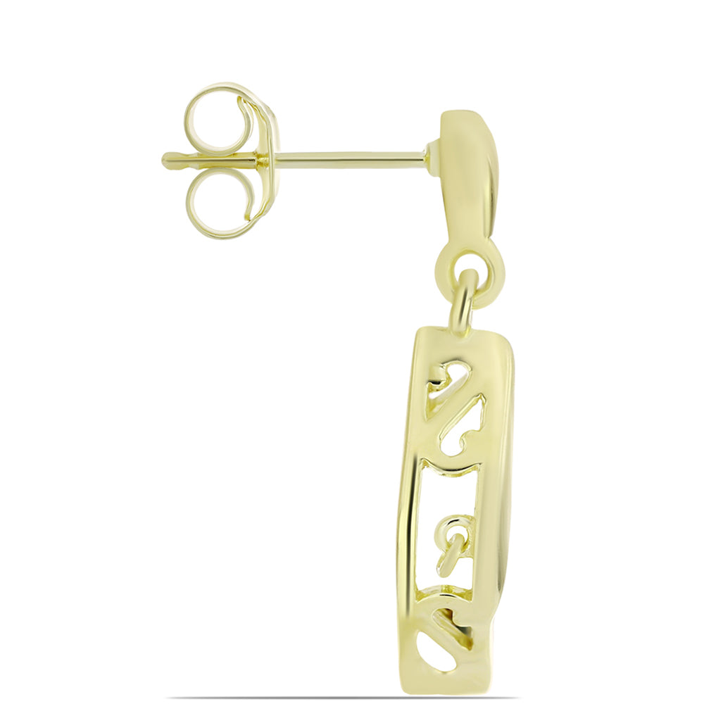 Cercei din Argint 925 Placat cu Aur ( 3.16 grame ) cu Diamant Albastru Dansator 0.02 Carate 2 
