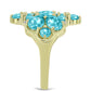 Inel din Argint 925 Placat cu Aur ( 3.5 grame ) cu Cuarț Paraiba și Topaz Alb 3.09 Carate