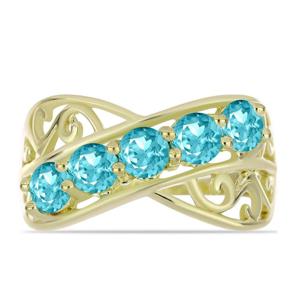Inel din Argint 925 Placat cu Aur ( 3.4 grame ) cu Cuarț Paraiba 1.2 Carate