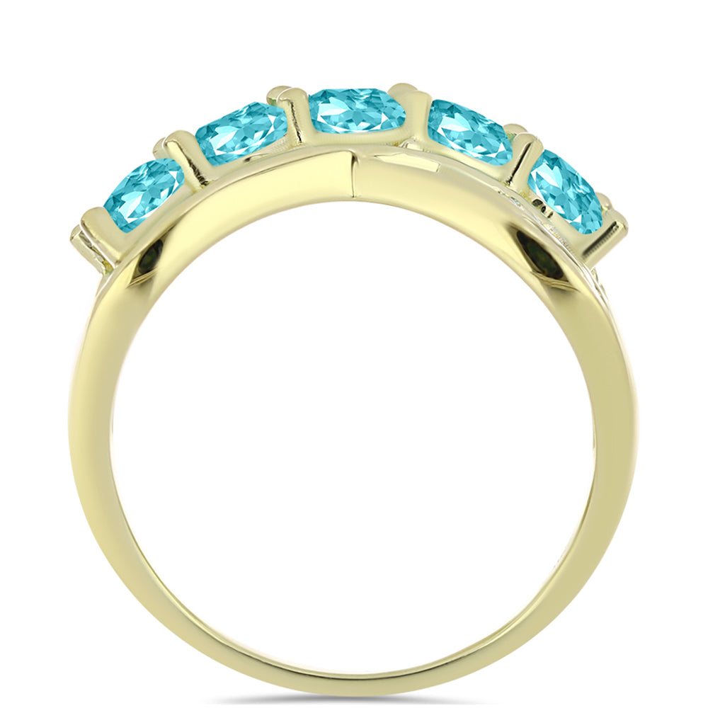 Inel din Argint 925 Placat cu Aur ( 3.4 grame ) cu Cuarț Paraiba 1.2 Carate