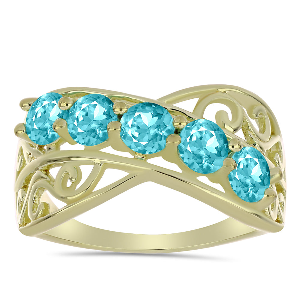 Inel din Argint 925 Placat cu Aur ( 3.4 grame ) cu Cuarț Paraiba 1.2 Carate 3 