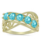 Inel din Argint 925 Placat cu Aur ( 3.4 grame ) cu Cuarț Paraiba 1.2 Carate