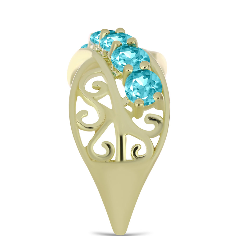 Inel din Argint 925 Placat cu Aur ( 3.4 grame ) cu Cuarț Paraiba 1.2 Carate