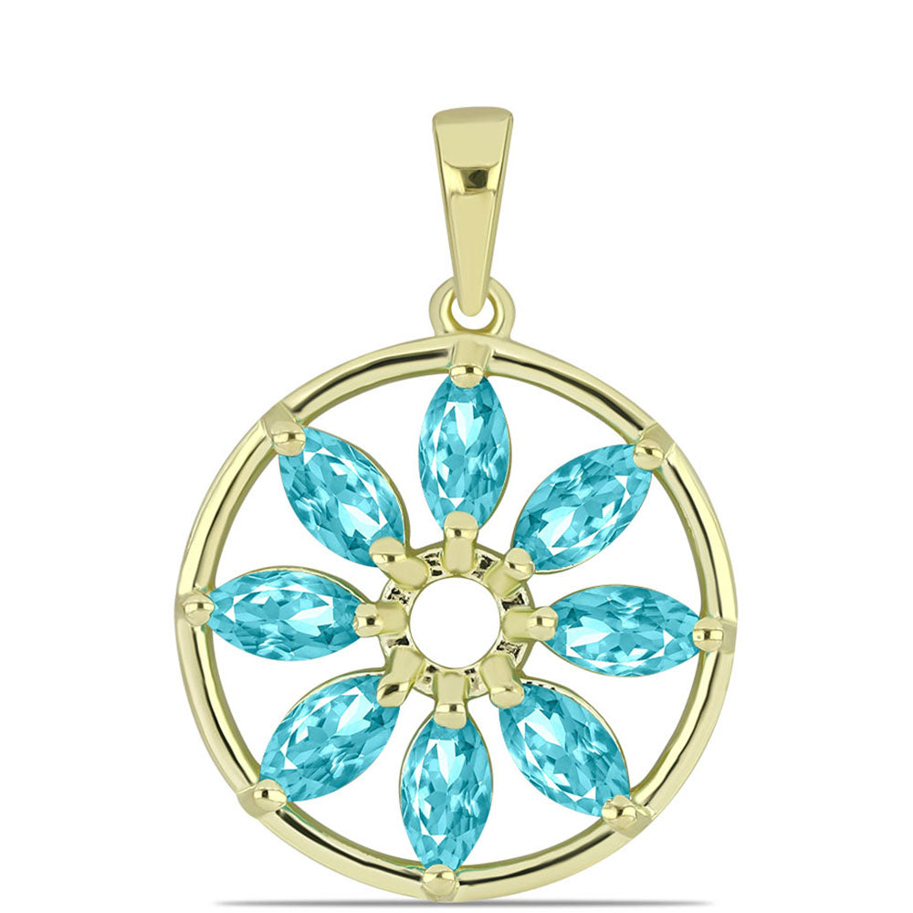 Pandantiv din Argint 925 Placat cu Aur ( 2.31 grame ) cu Cuarț Paraiba 1.65 Carate