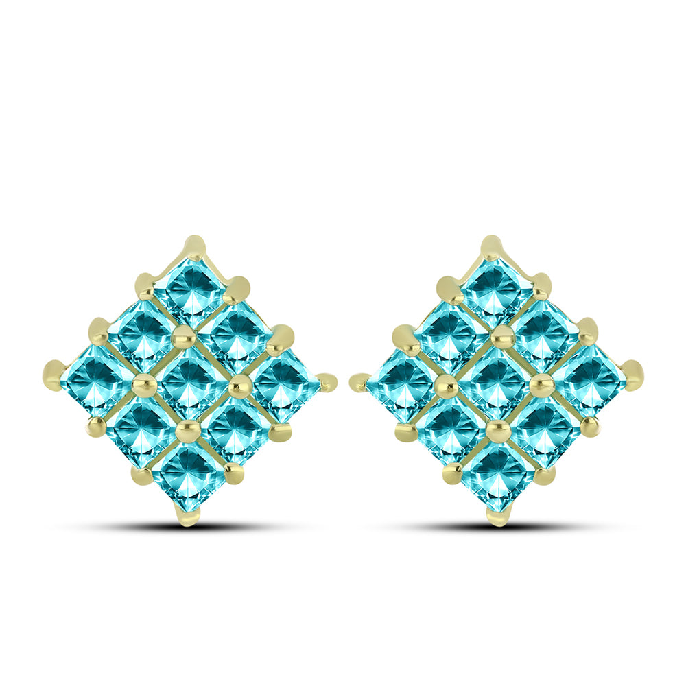 Cercei din Argint 925 Placat cu Aur ( 3.95 grame ) cu Cuarț Paraiba 2.29 Carate