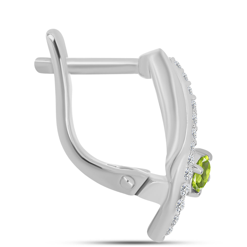 Cercei din Argint 925 ( 3.44 grame ) cu Peridot Changbai și Topaz Alb 0.59 Carate