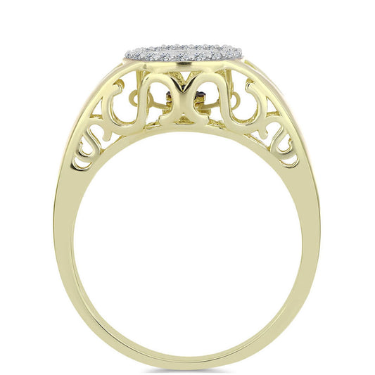 Inel din Argint 925 Placat cu Aur ( 3.46 grame ) cu Diamant Albastru Dansator și Topaz Alb 0.19 Carate