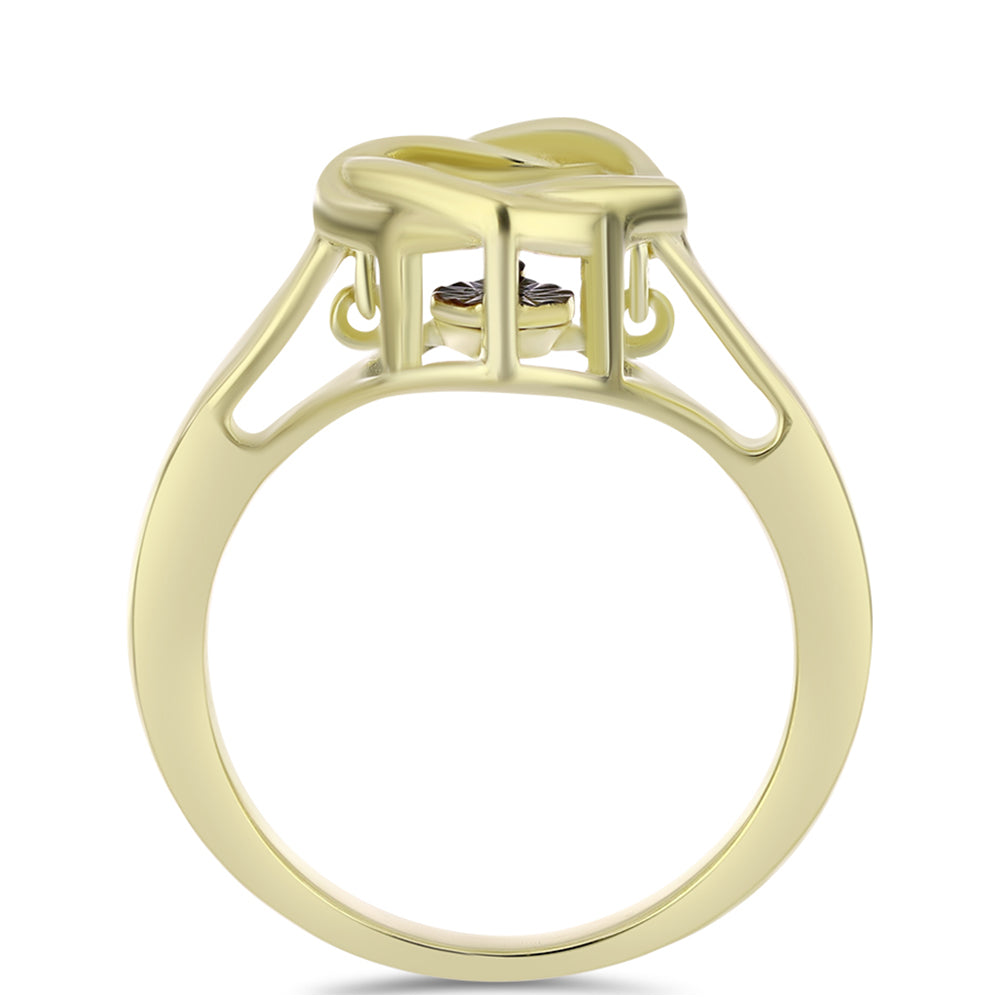 Inel din Argint 925 Placat cu Aur ( 3.24 grame ) cu Diamant Albastru Dansator 0.01 Carate 2 