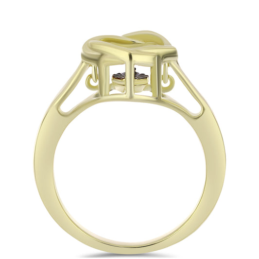 Inel din Argint 925 Placat cu Aur ( 3.24 grame ) cu Diamant Albastru Dansator 0.01 Carate