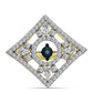 Inel din Argint 925 Placat cu Aur ( 4.8 grame ) cu Diamant Albastru Dansator și Topaz Alb 1.02 Carate