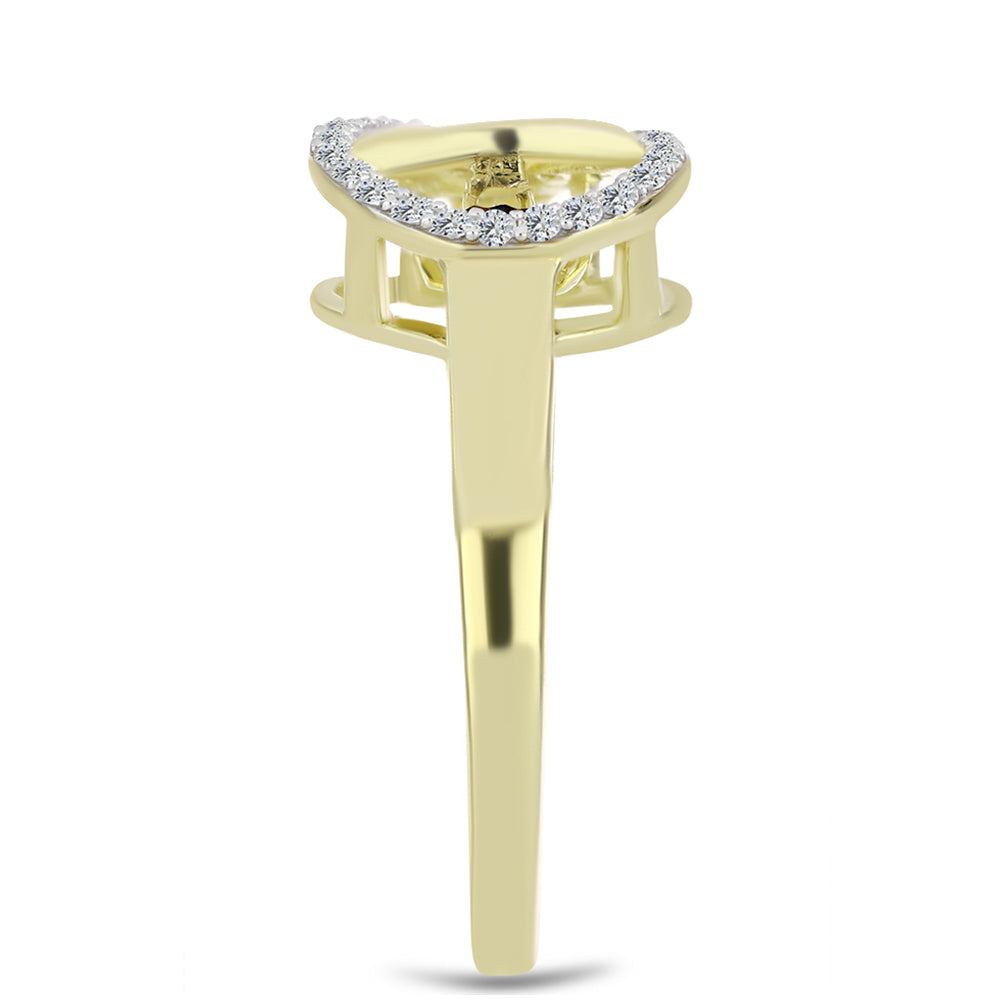 Inel din Argint 925 Placat cu Aur ( 2.77 grame ) cu Diamant Albastru Dansator și Topaz Alb 0.21 Carate 4 