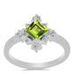 Inel din Argint 925 ( 2.43 grame ) cu Peridot Changbai și Topaz Alb 0.75 Carate