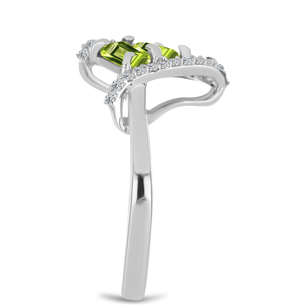 Inel din Argint 925 ( 2.89 grame ) cu Peridot Changbai și Topaz Alb 1.19 Carate 4 