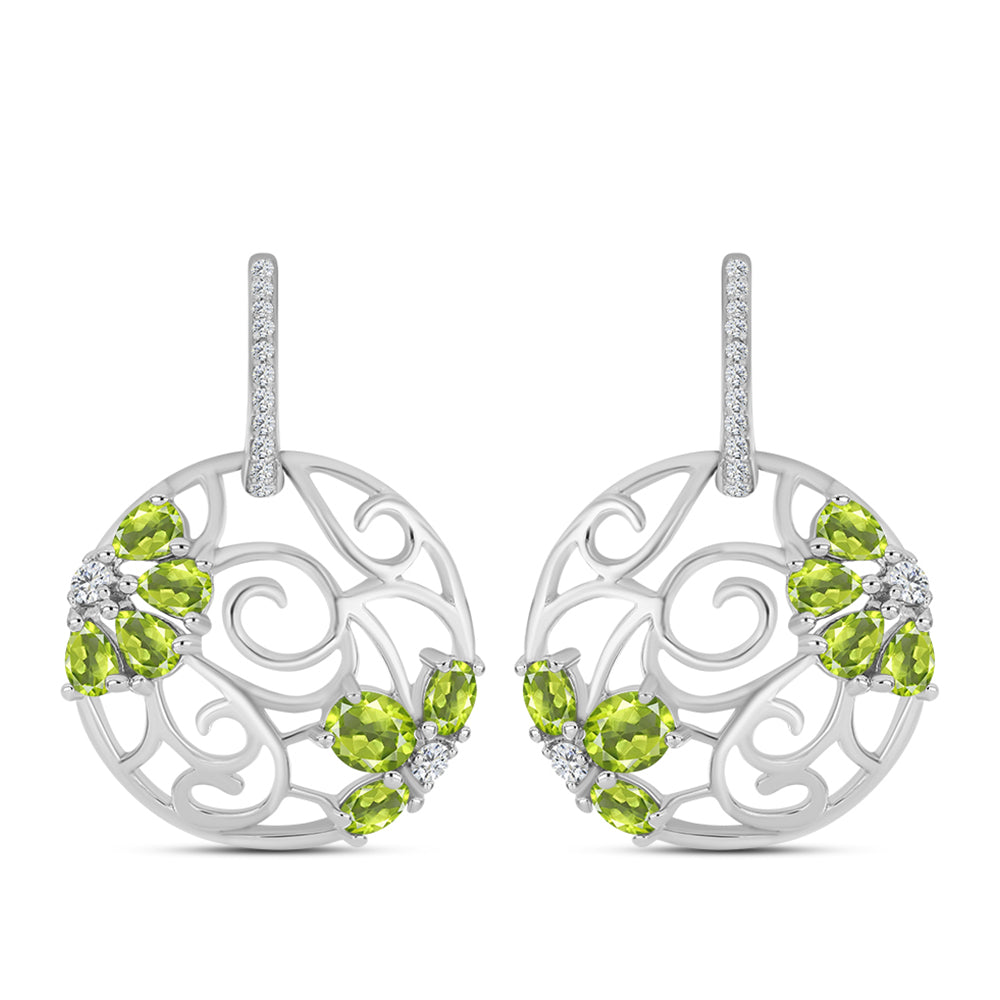 Cercei din Argint 925 ( 6.01 grame ) cu Peridot Changbai și Topaz Alb 3.3 Carate 1 
