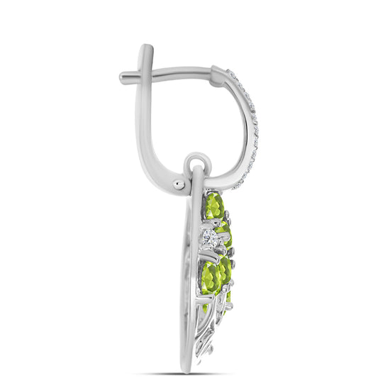 Cercei din Argint 925 ( 6.01 grame ) cu Peridot Changbai și Topaz Alb 3.3 Carate
