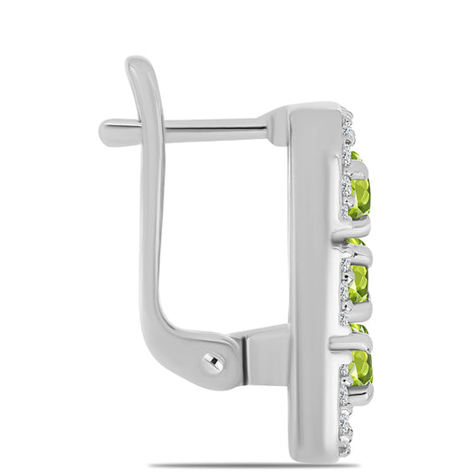 Cercei din Argint 925 ( 4.78 grame ) cu Peridot Changbai și Topaz Alb 1.18 Carate
