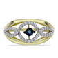 Inel din Argint 925 Placat cu Aur ( 3.71 grame ) cu Diamant Albastru Dansator și Topaz Alb 0.38 Carate